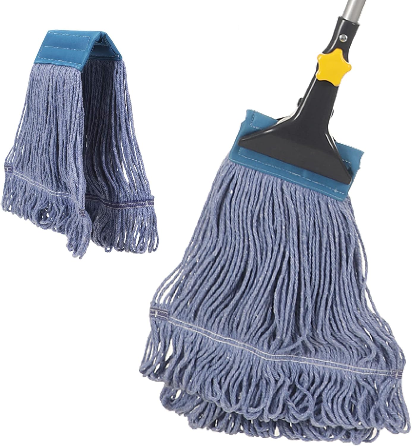 Yocada Looped-End String Wet Mop Heavy-Duty Telescoping Replacement Heads Included