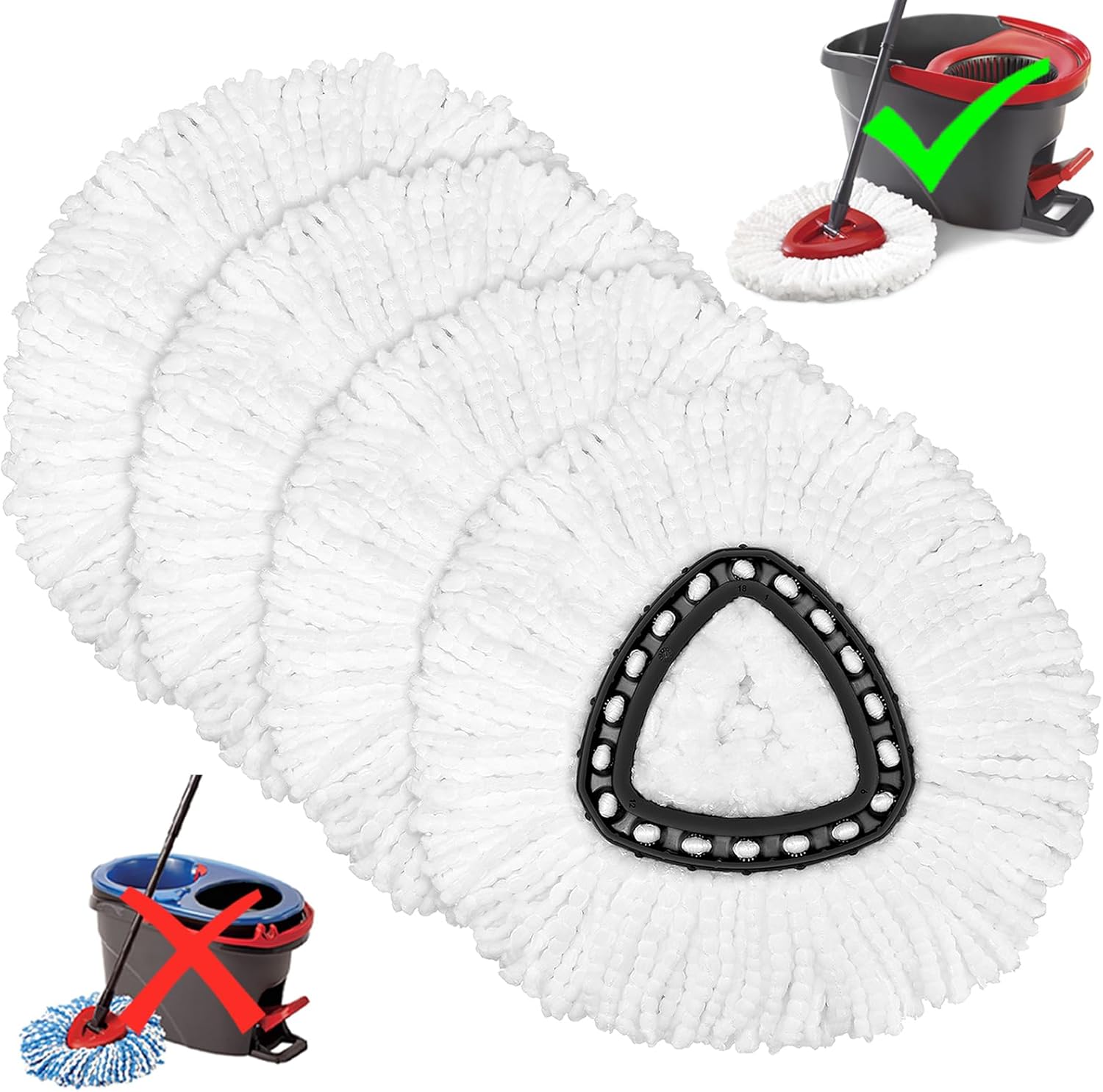 4 Pack Mop Heads for Easy Wrin Spin Mop Ensure Deep Clean