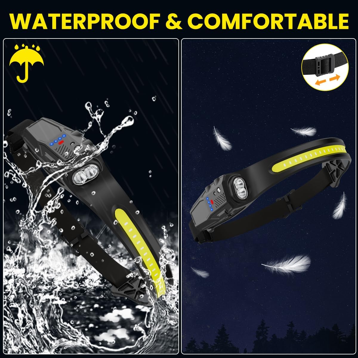 KYEKIO 3-Piece LED Rechargeable Headlamp Set