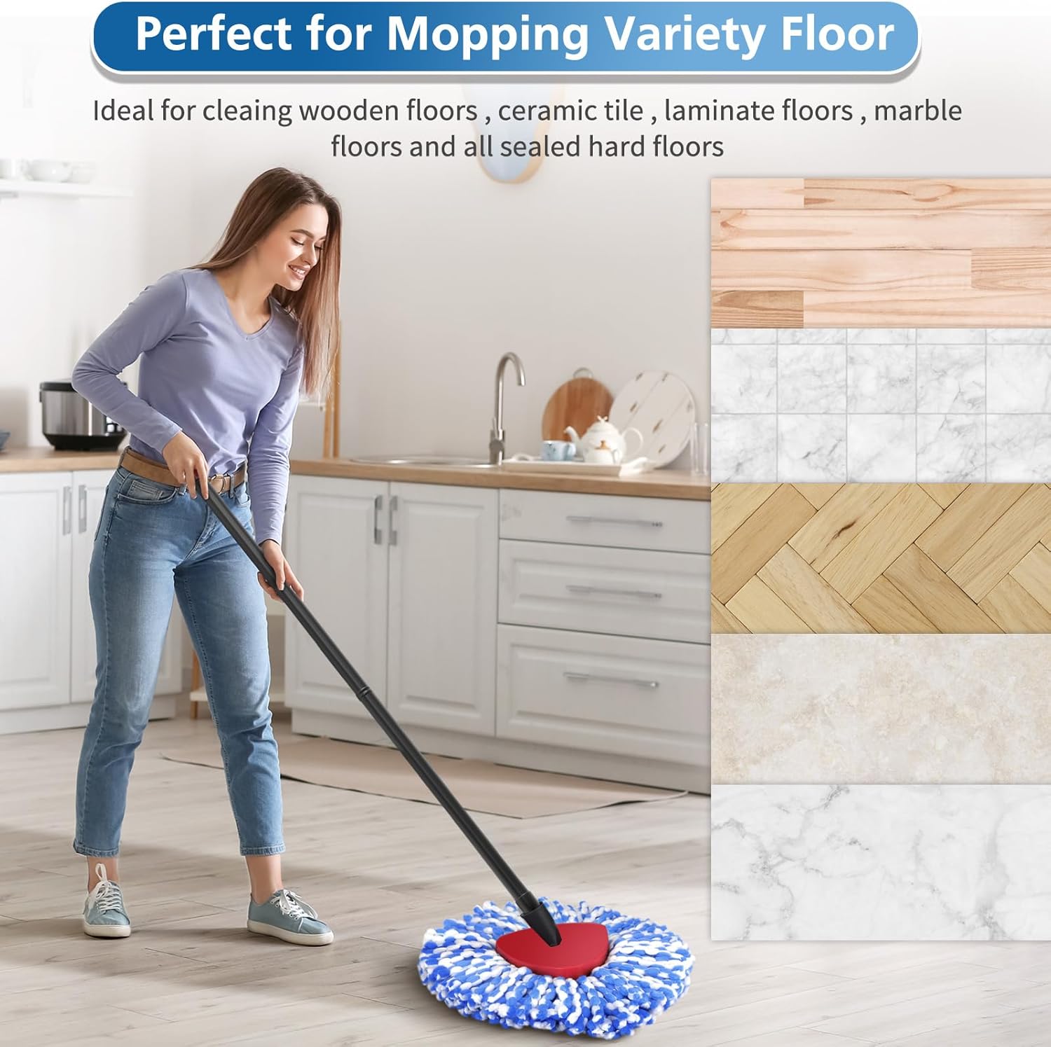 RinseClean Spin Mop Replacement Head 4-Pack