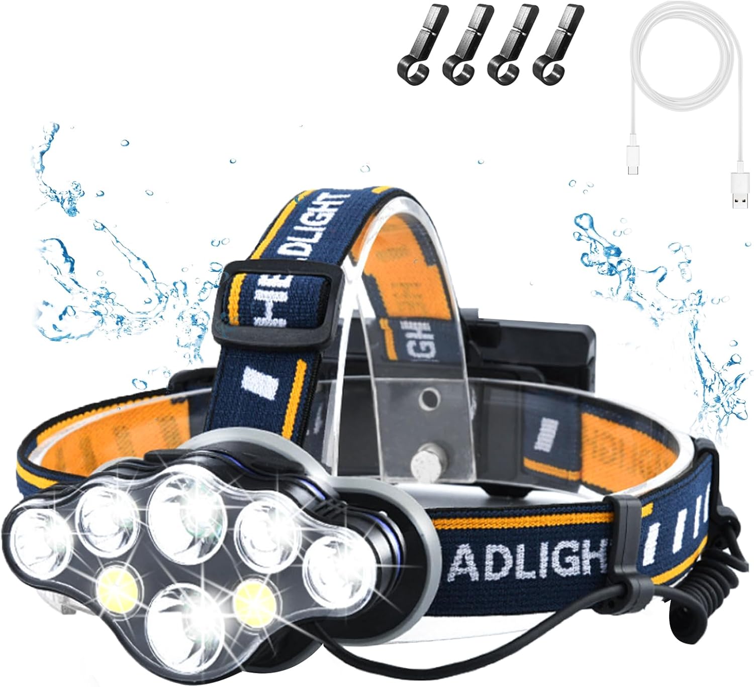 Rechargeable 8 LED Headlamp