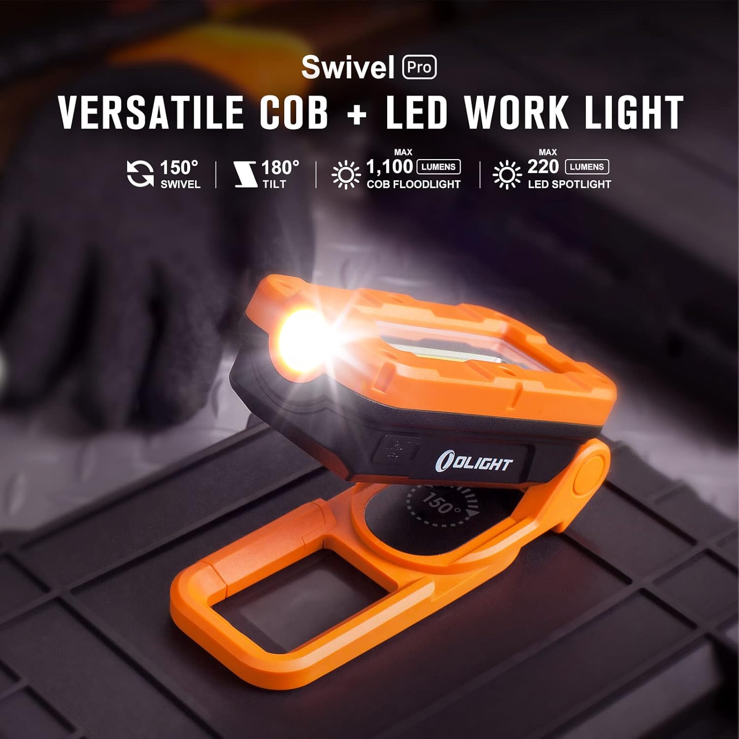 Swivel Pro COB Work Light 1500 Lumens Rechargeable
