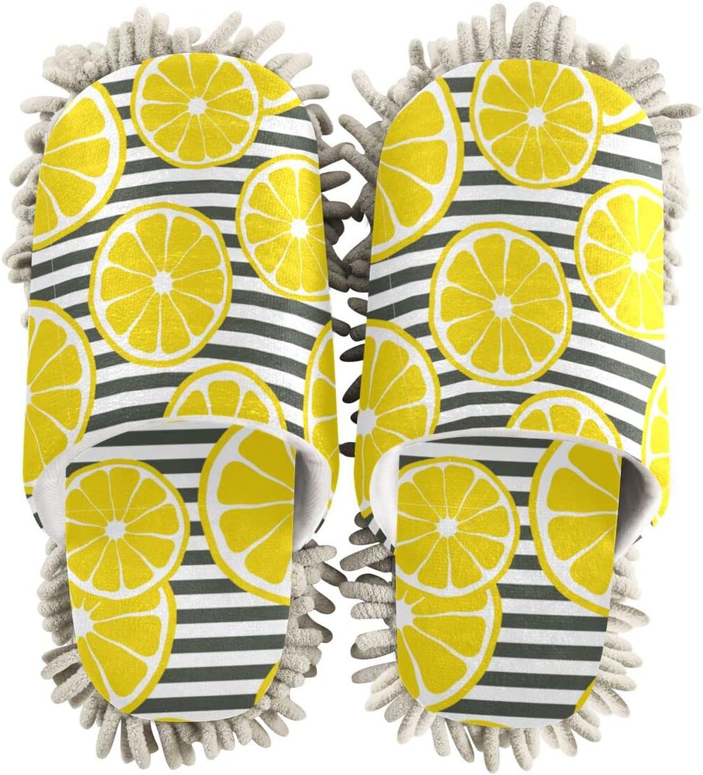 DOMIKING Lemons Mop House Slippers Perfect for Home Cleaning Walking During Mopping