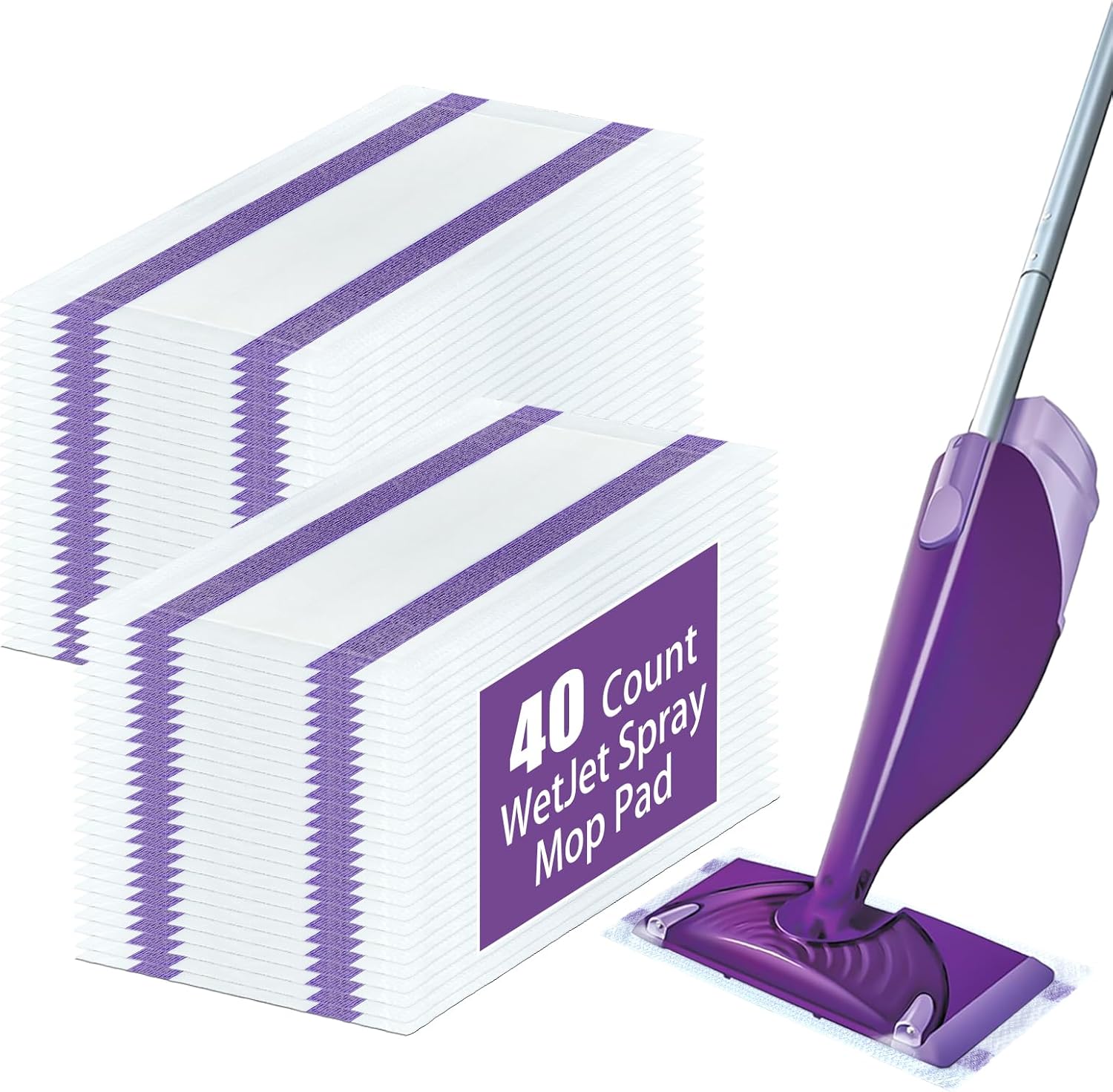 40 Pack Disposable Mop Pad Refills for Swiffer Wet Jet Spray Mop