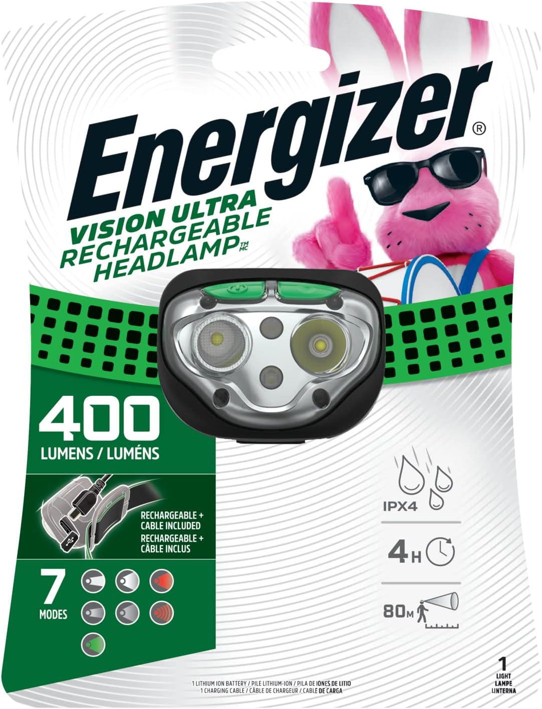 Energizer Rechargeable LED Headlamp Always-On Lighting