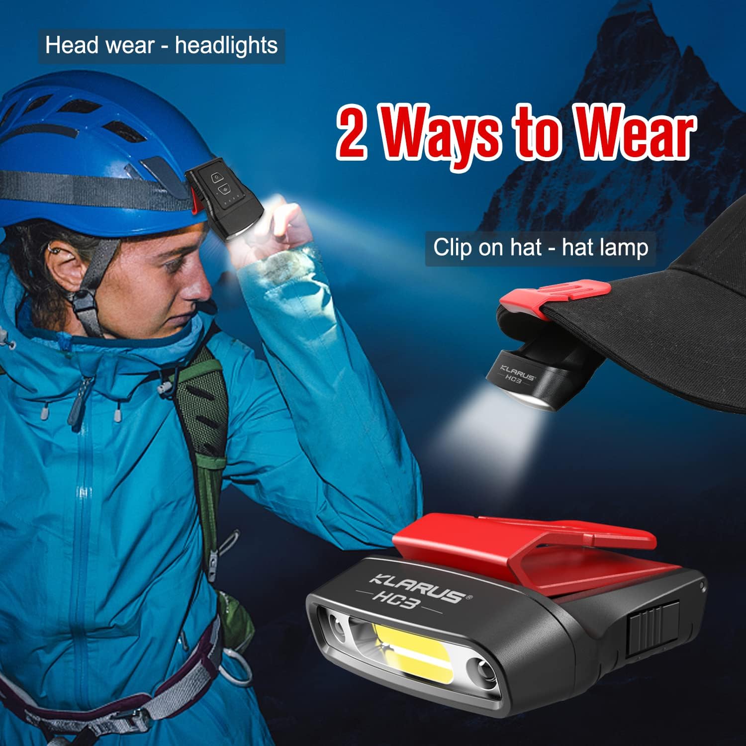Klarus HC3 Rechargeable Motion Sensor Cap Visor Light - Headlamp