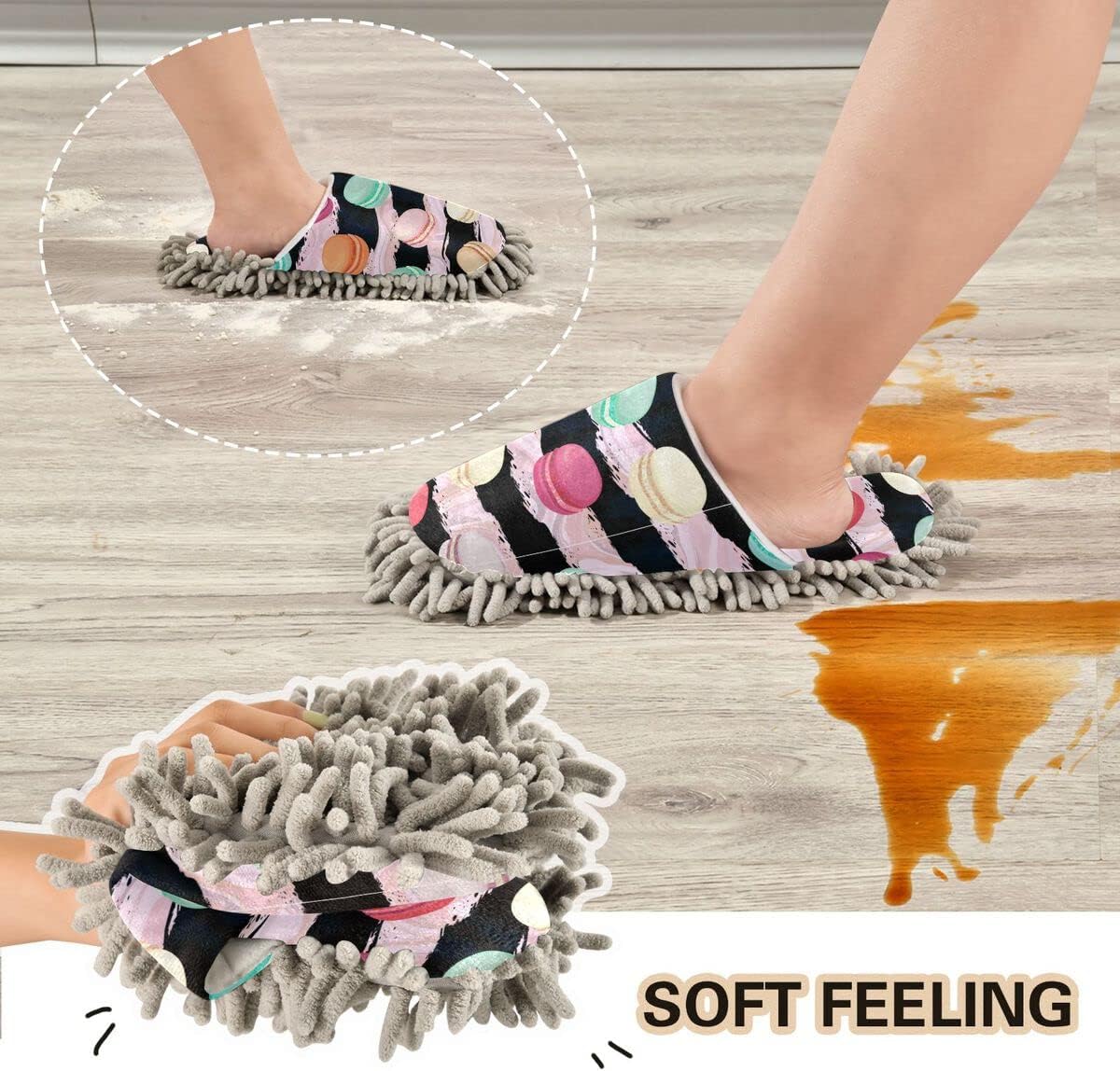 Durable Soft Macaroons Mop Slippers for Easy Floor Cleaning