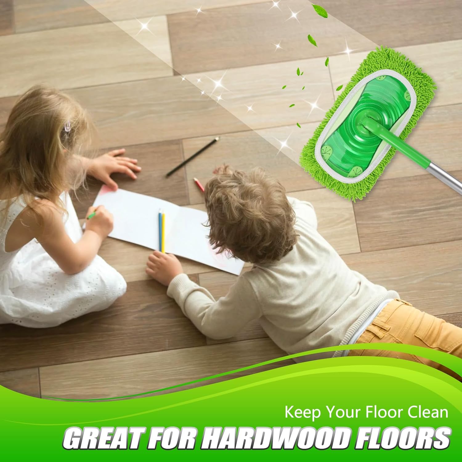 MEETI Set of 4 Reusable Microfiber Mop Pads