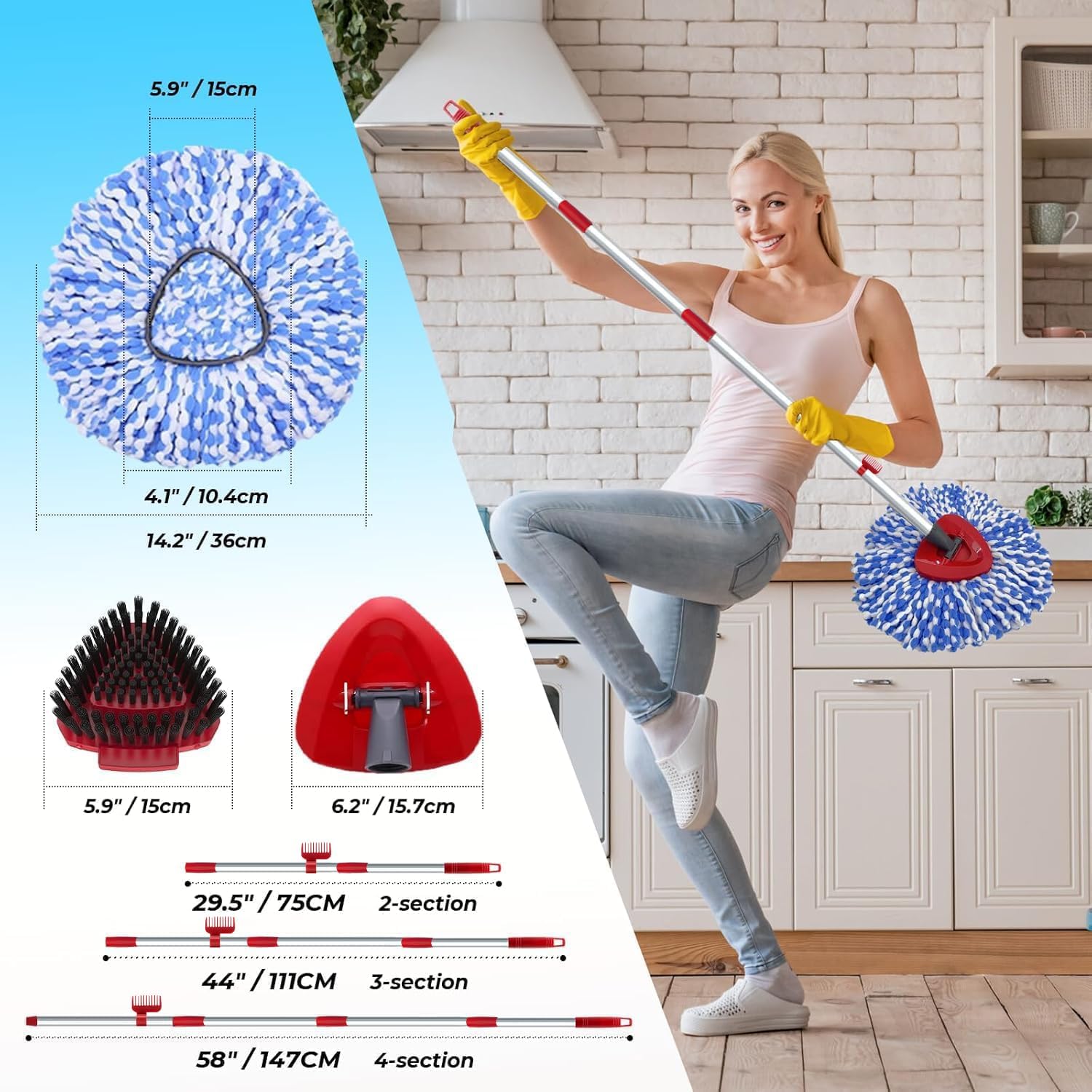 2 Pack Replaceable Spin Mop Heads for O Cedar RinseClean 2 Tank