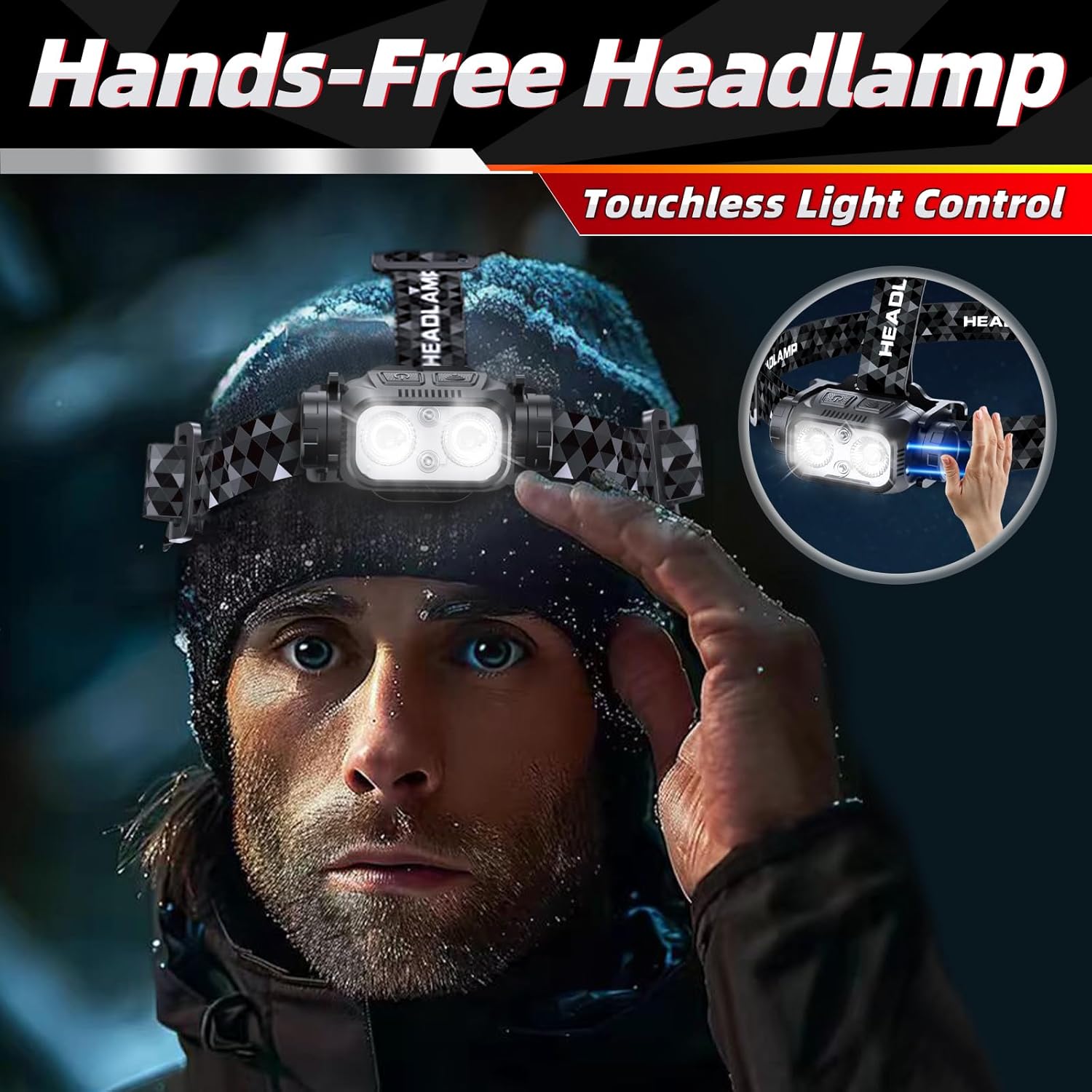 Rechargeable Headlamp with Red Light and Motion Sensor