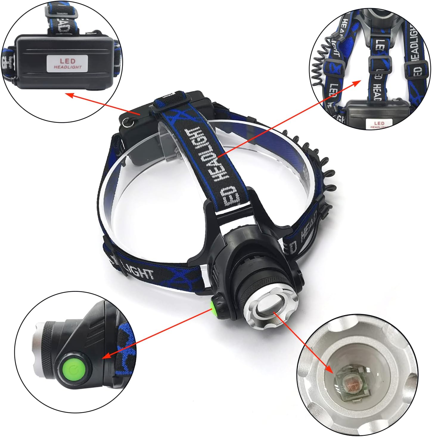 Durable Blue Light Headlamp for Night Fishing and Hunting