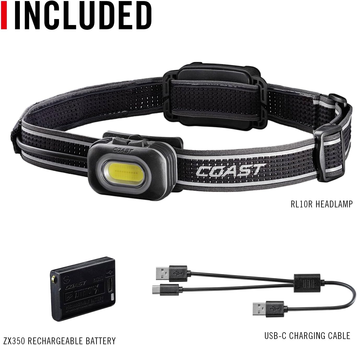Coast RL10R 750 Lumen Headlamp with Variable Light and Rear Safety