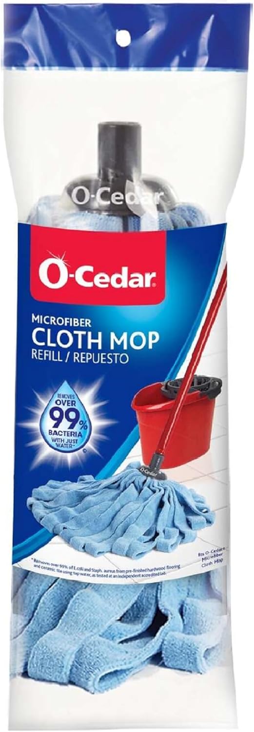 O-Cedar Microfiber Cloth Mop Refill Bacteria-Neutral Reusable Machine Washable