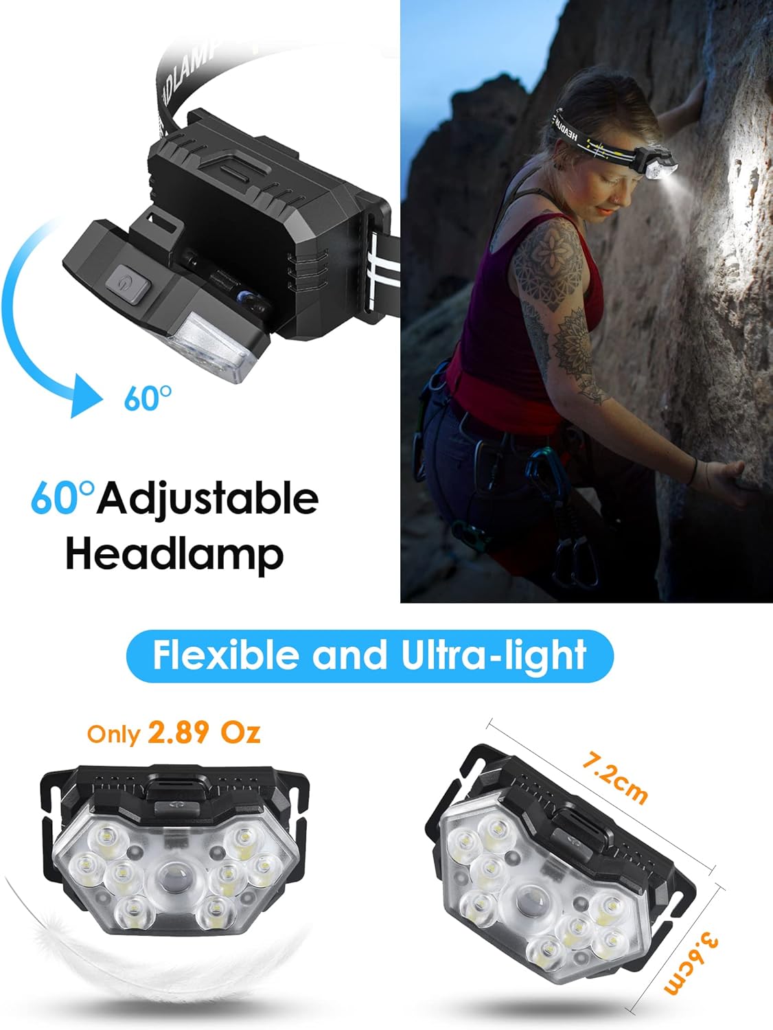 9 LED Headlamp 2 Pack