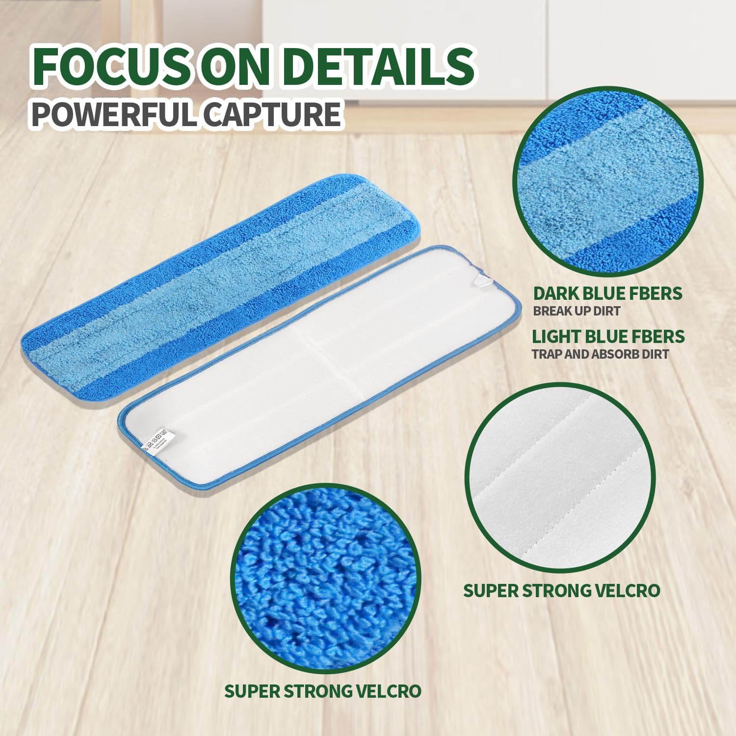 AmaVins 3 Pack Microfiber Cleaning Pads for Bona Mop