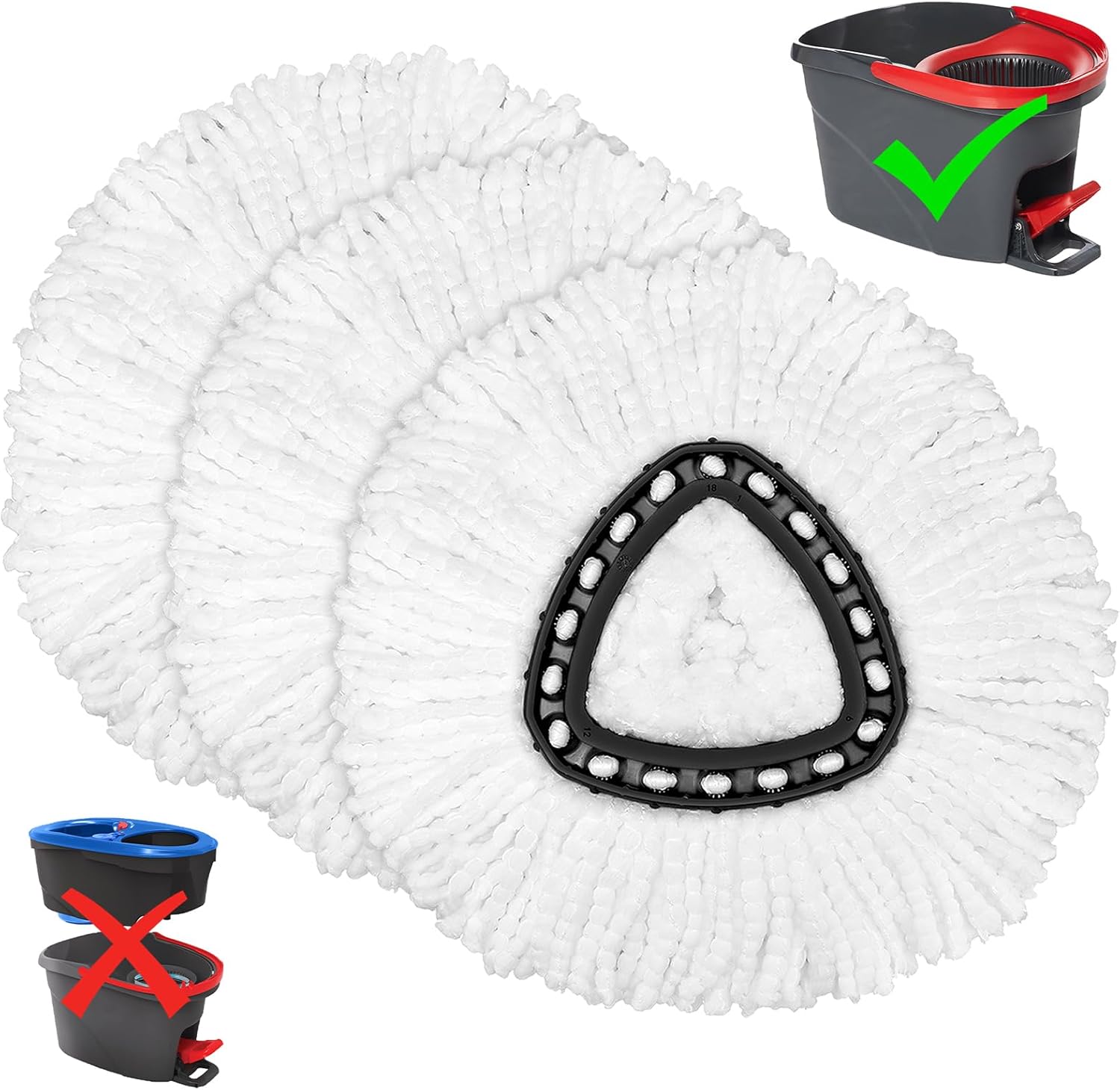 3-Piece Mop Heads Microfiber Easy to Use