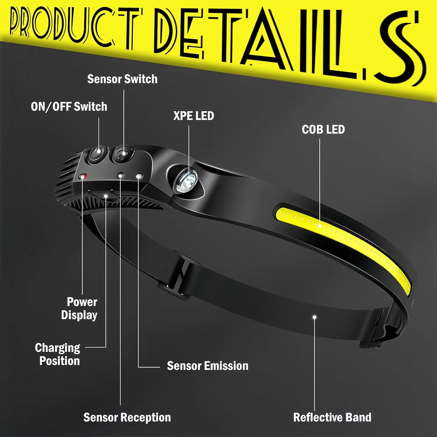230 Wide Beam Rechargeable Headlamp for Camping Fishing Hiking