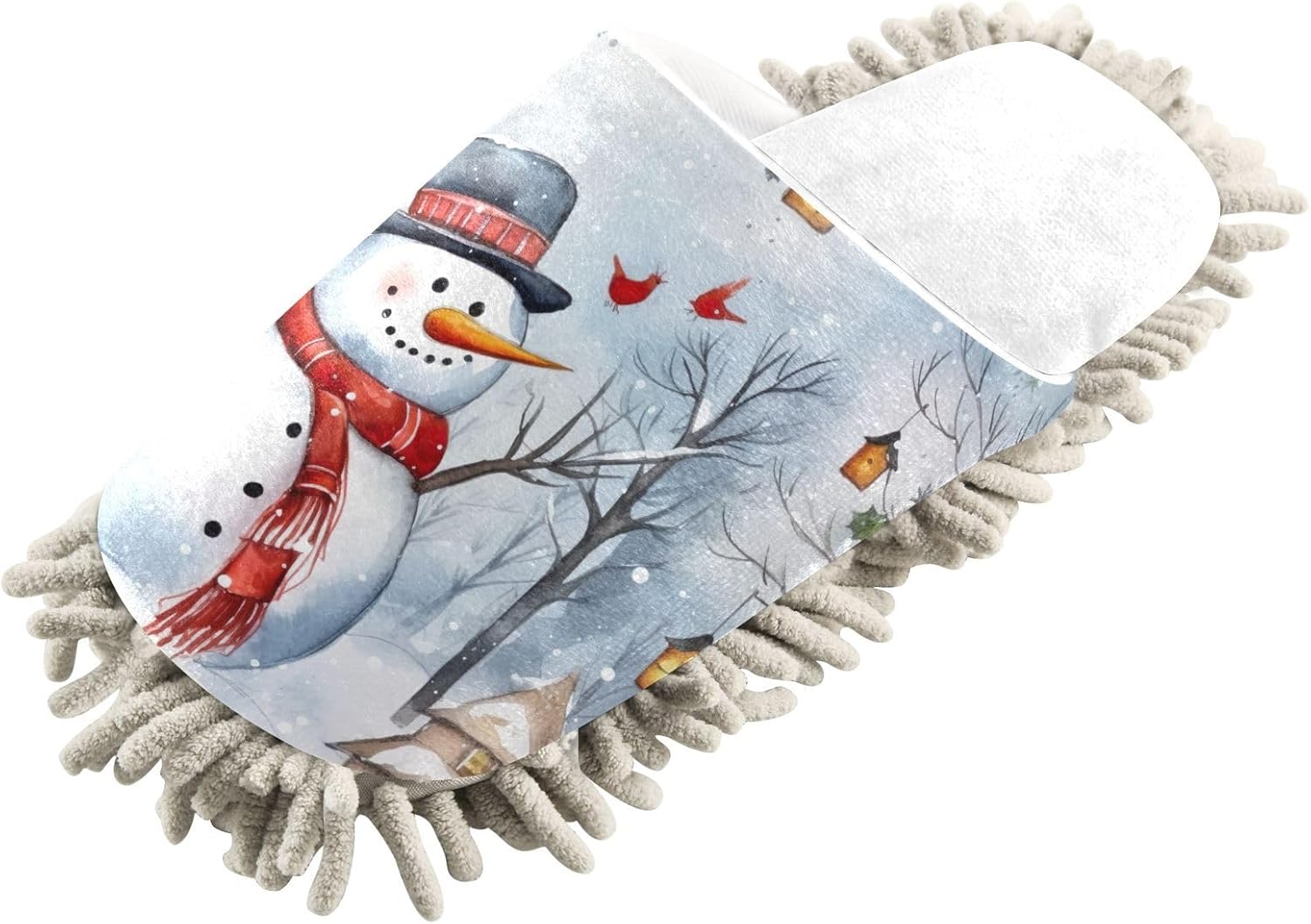 White Christmas Snowman Mop Slippers