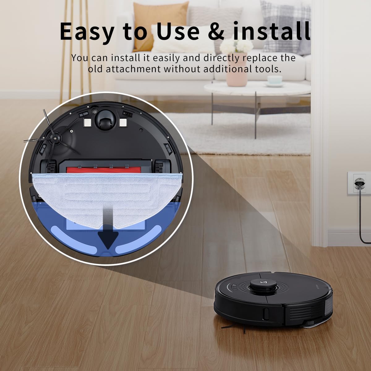 Roborock Robot Vacuum Set with 4 Microfiber Mop Cloth Pads