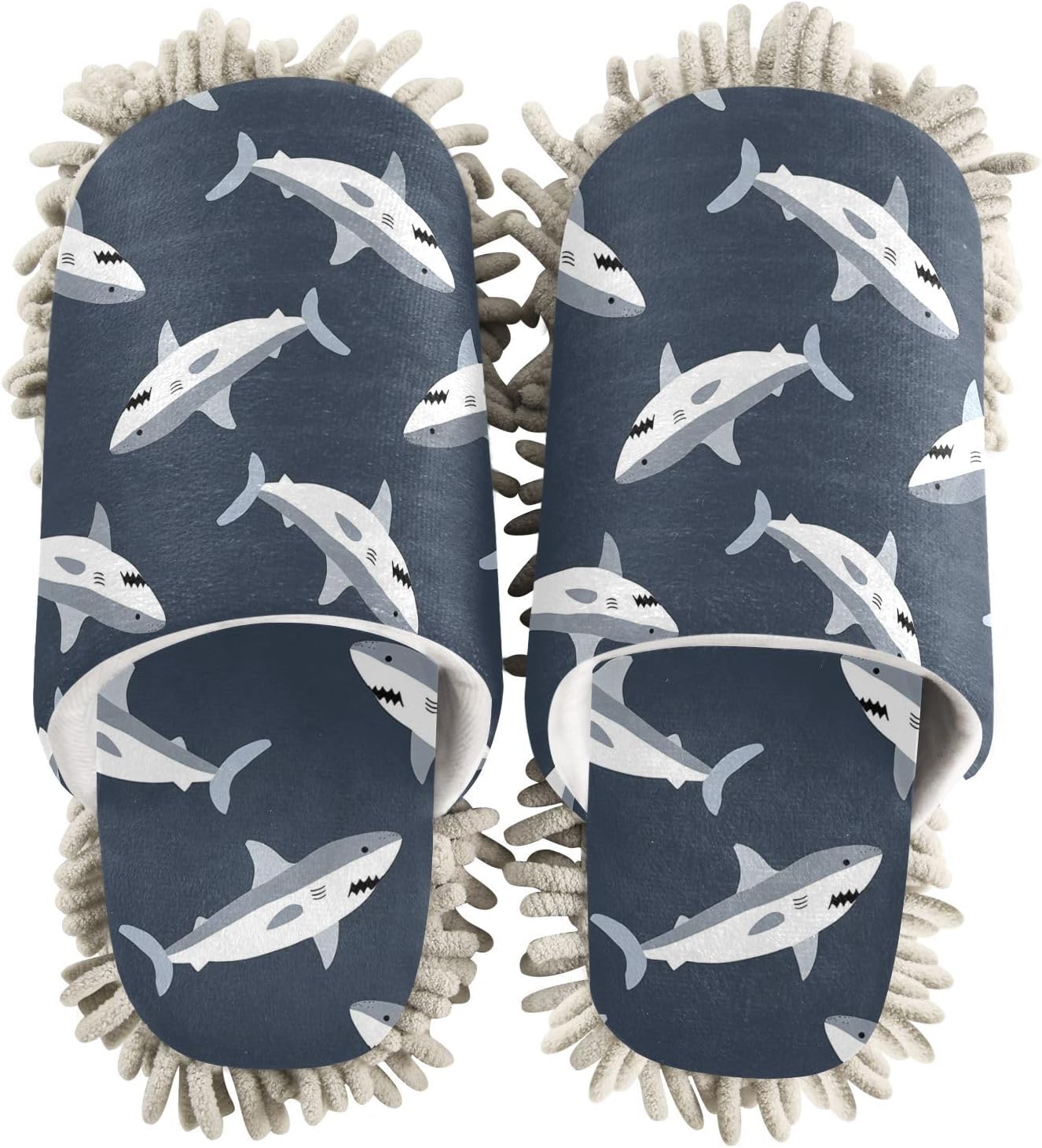 CozyMop Shiny Shark Mop Slippers with Soft Chenzel Sole for Daily Cleaner