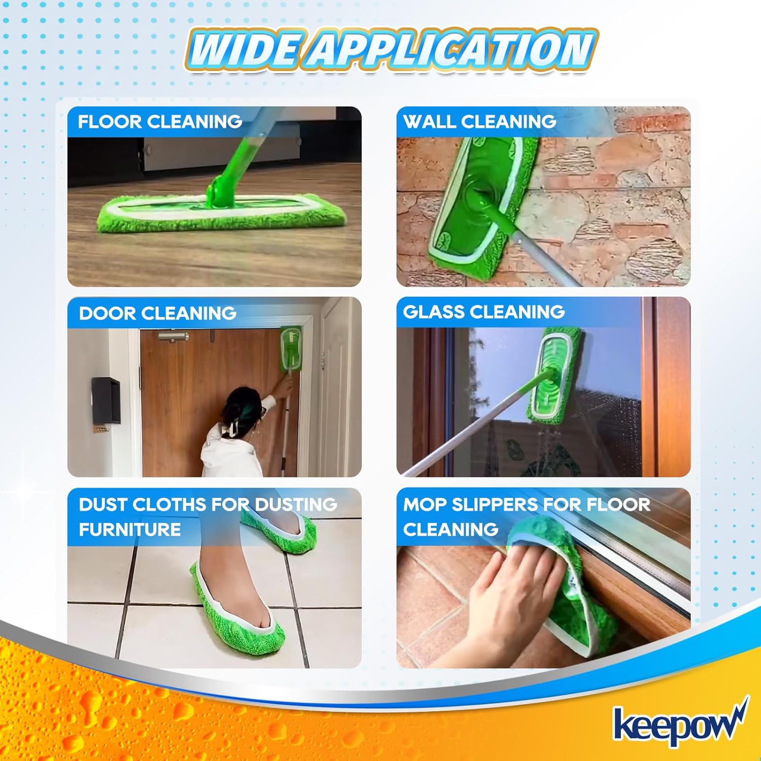KEEPOW Reusable Wet Pads Refills Compatible with Swiffer Sweeper Mop