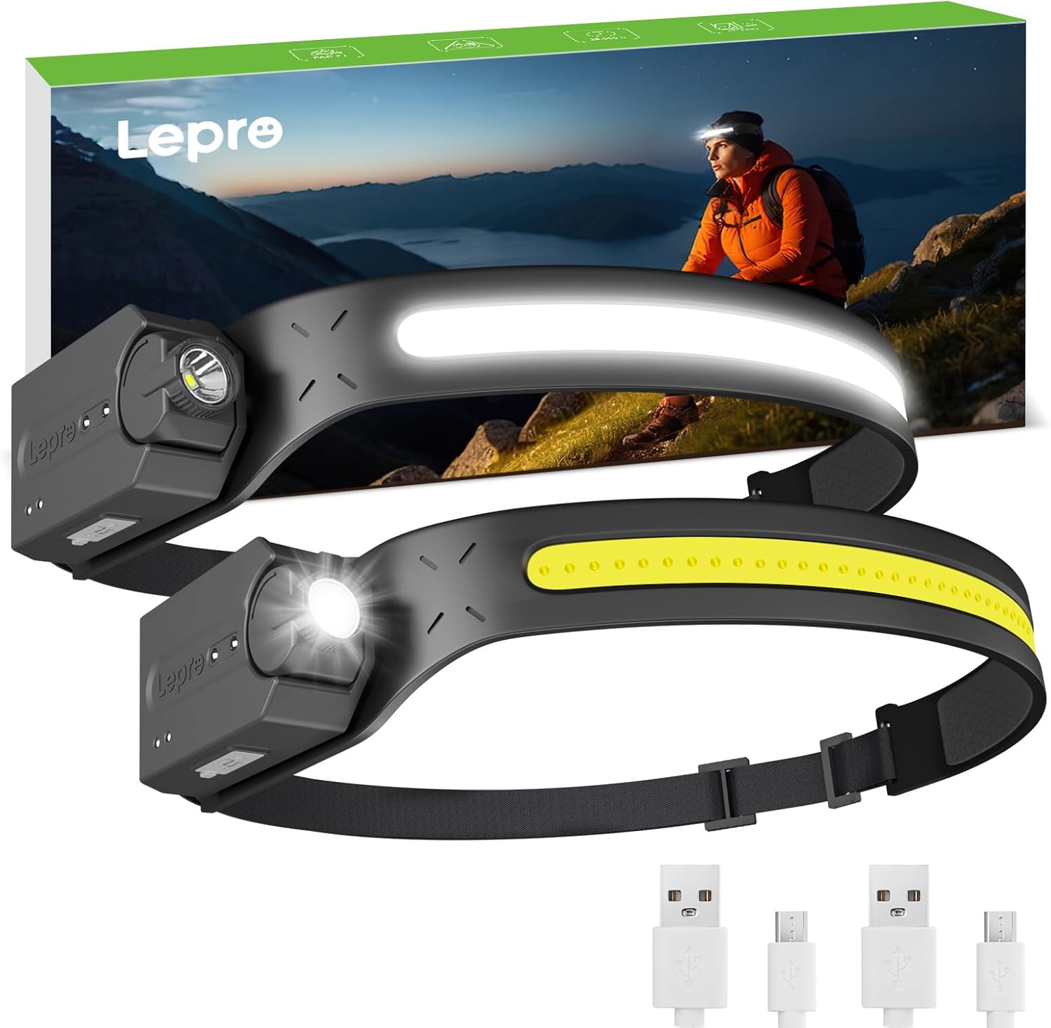 Lepro LED Headlamp - Super Bright Rechargeable