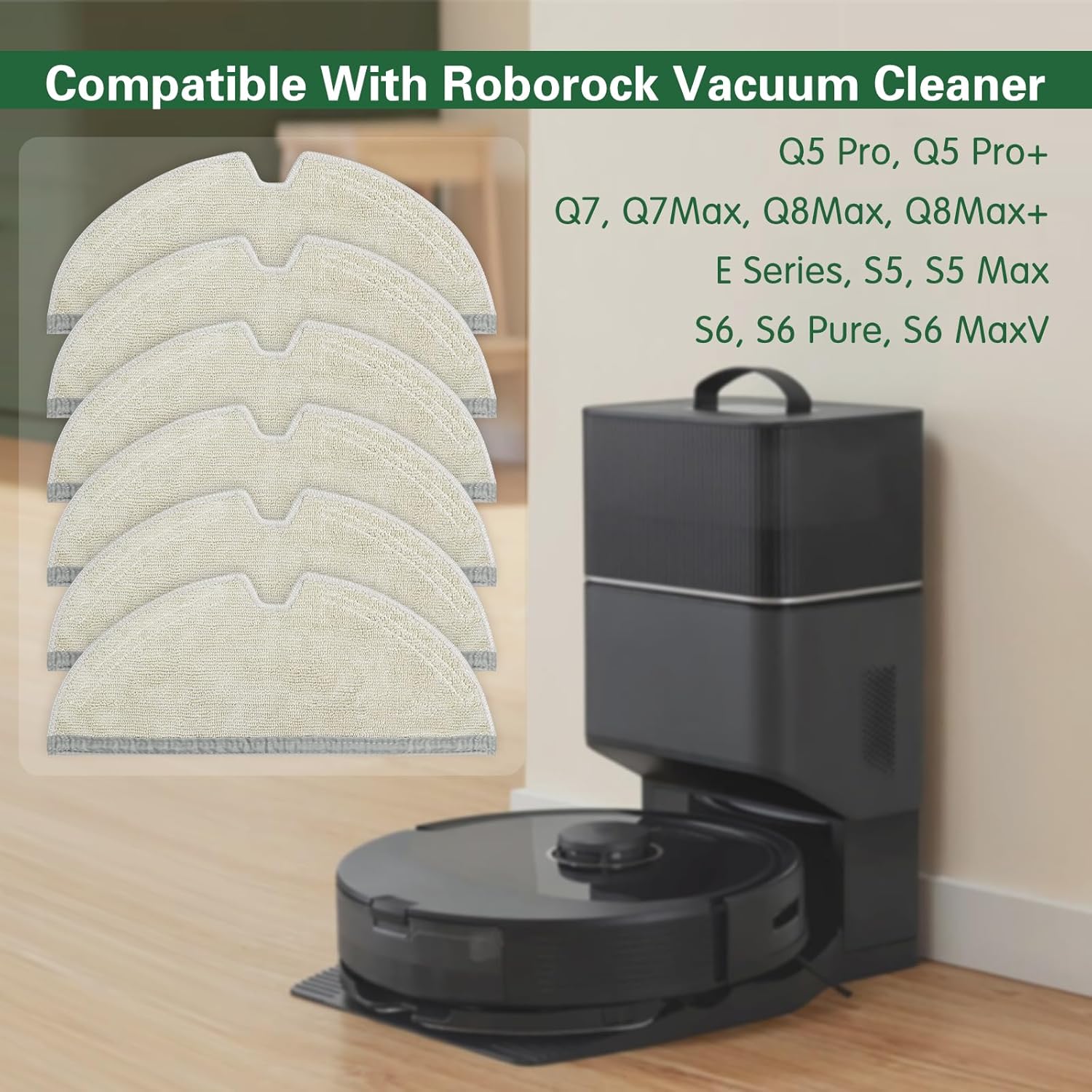 VIEWALL Reusable Microfiber Mop Cloth for Robot Vacuums - 6-Pack