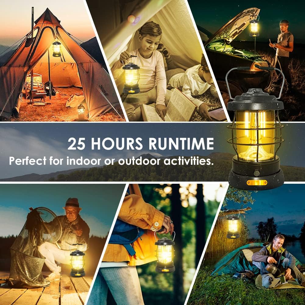 Electric Camping Lantern 1500LM Rechargeable 2 Modes Portable