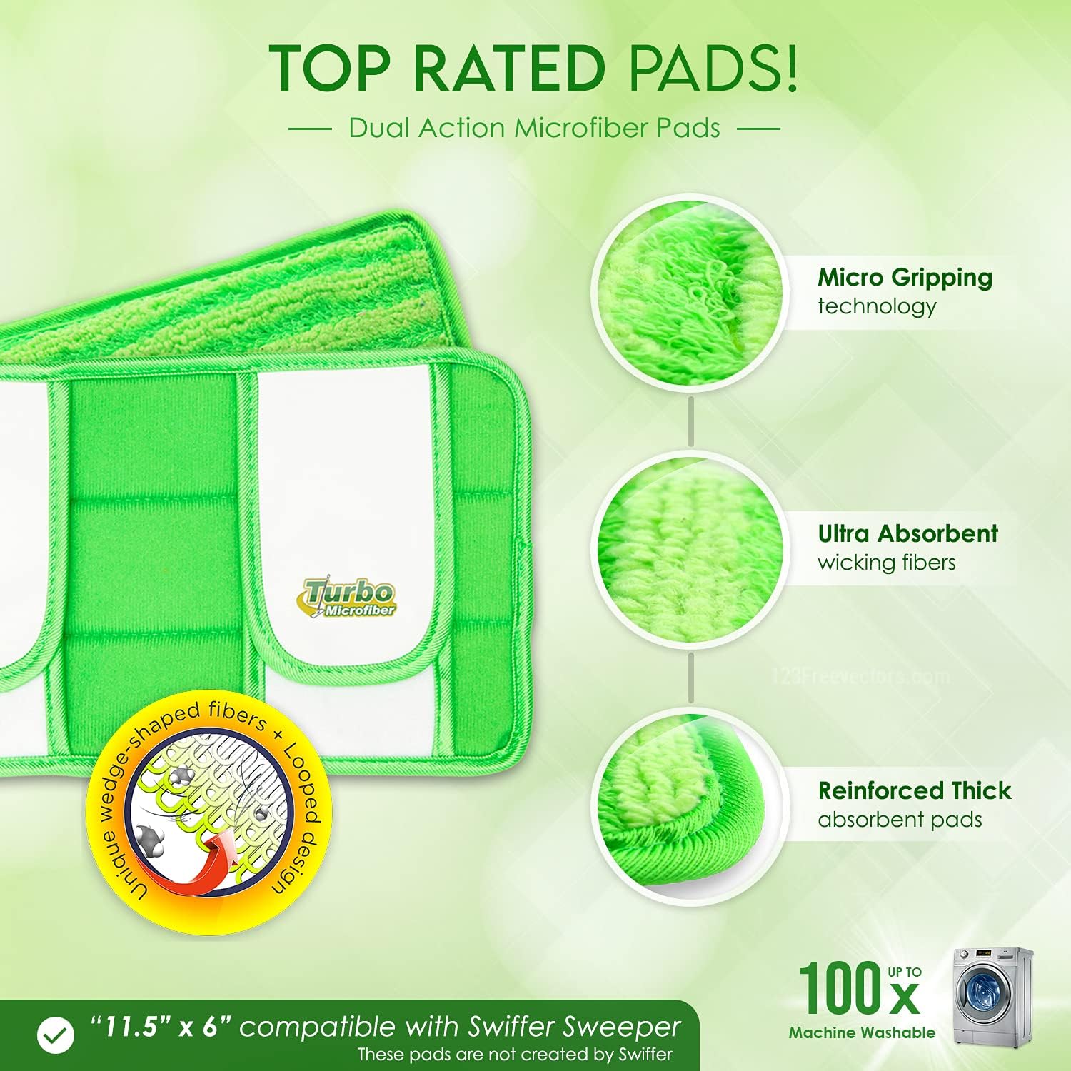 Premium Reusable Swiffer Dust Pads - 12 Inch Microfiber Mop Rolls