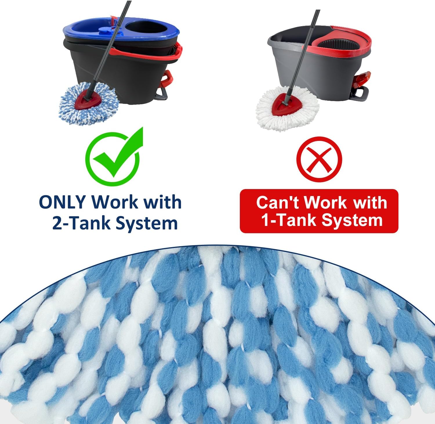 6 Pack Spin Mop Microfiber Head for Oceda RinseClean 2 Tank System
