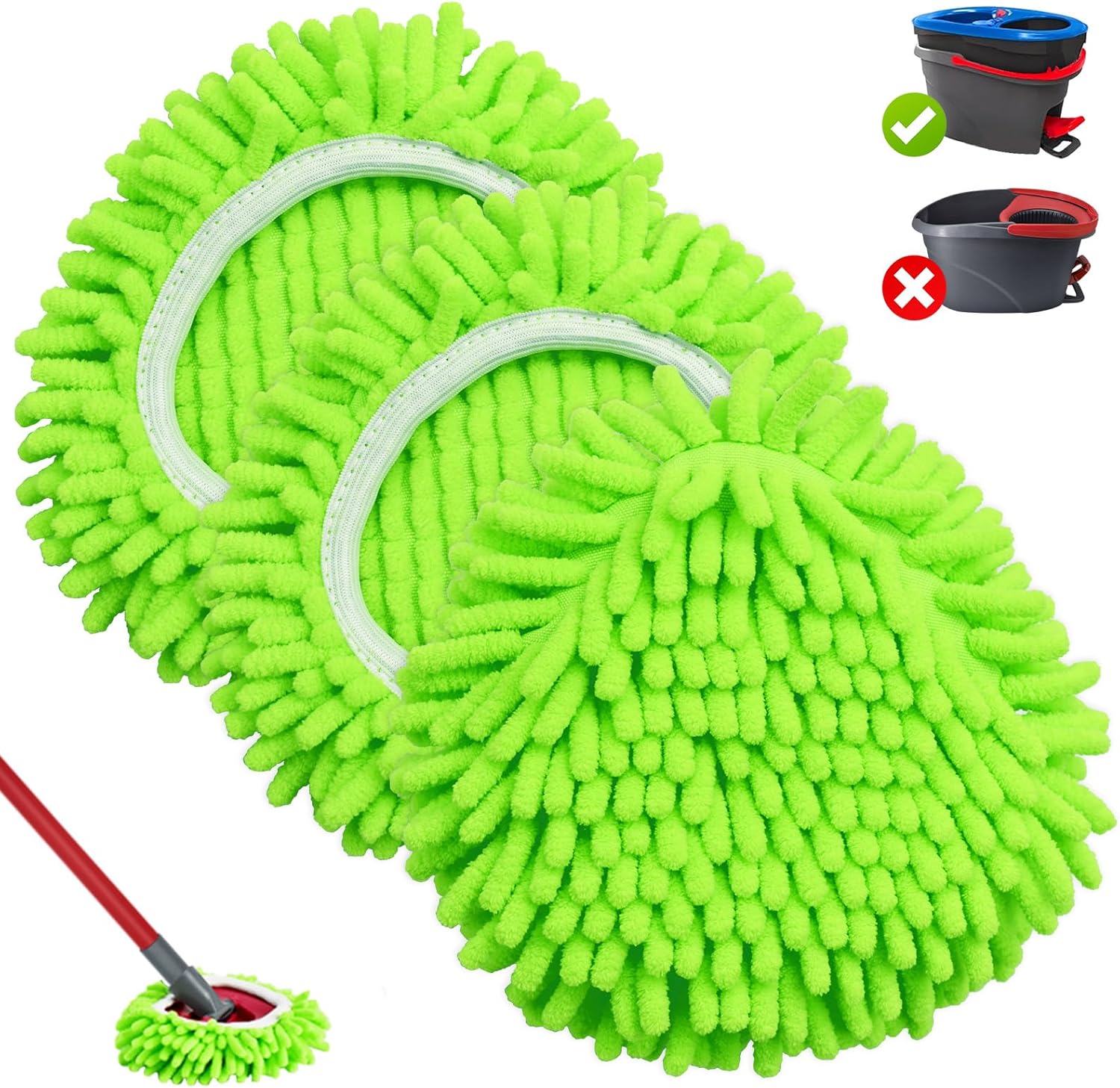 DLAIMI 3 Pack Spin Mop Refill Heads for RinseClean 2 Tank System