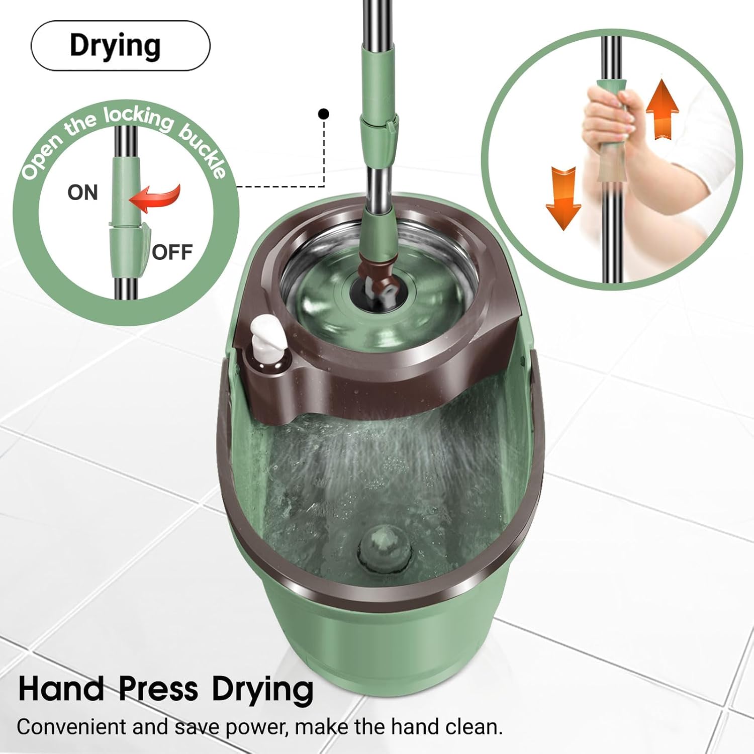MASTERTOP Spin Mop and Bucket Set for Home - Wet Dry Mopping System