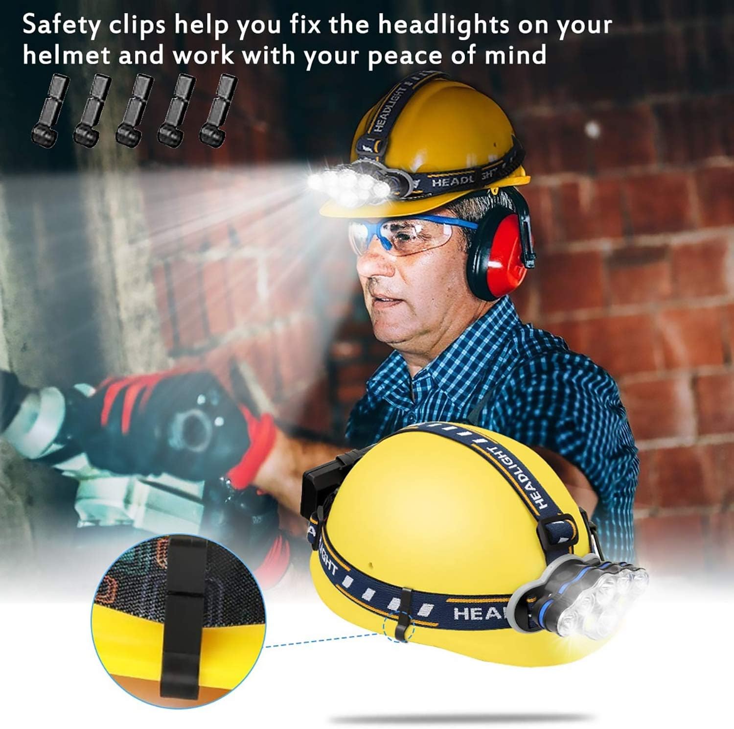 8 LED Rechargeable Headlamp Waterproof 500m illumination