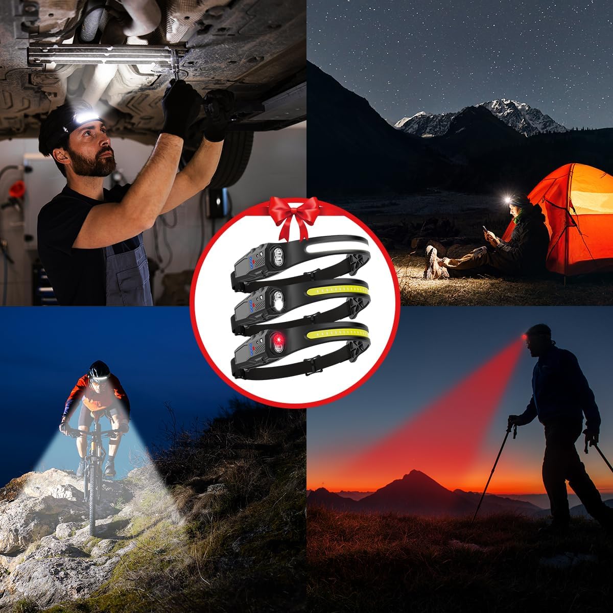 KYEKIO 3-Piece LED Rechargeable Headlamp Set