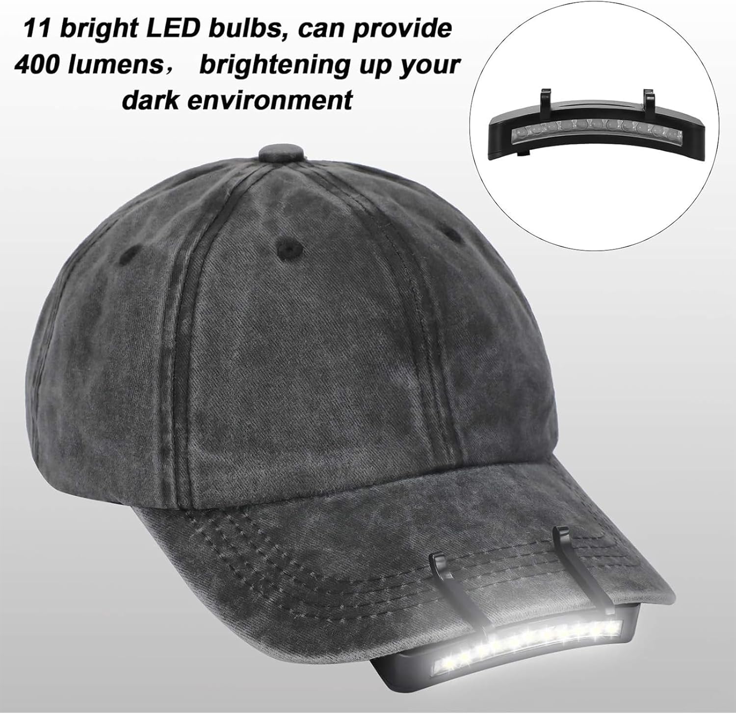 Mudder Hands-Free Clip-On LED Lights for Hats 2-Piece