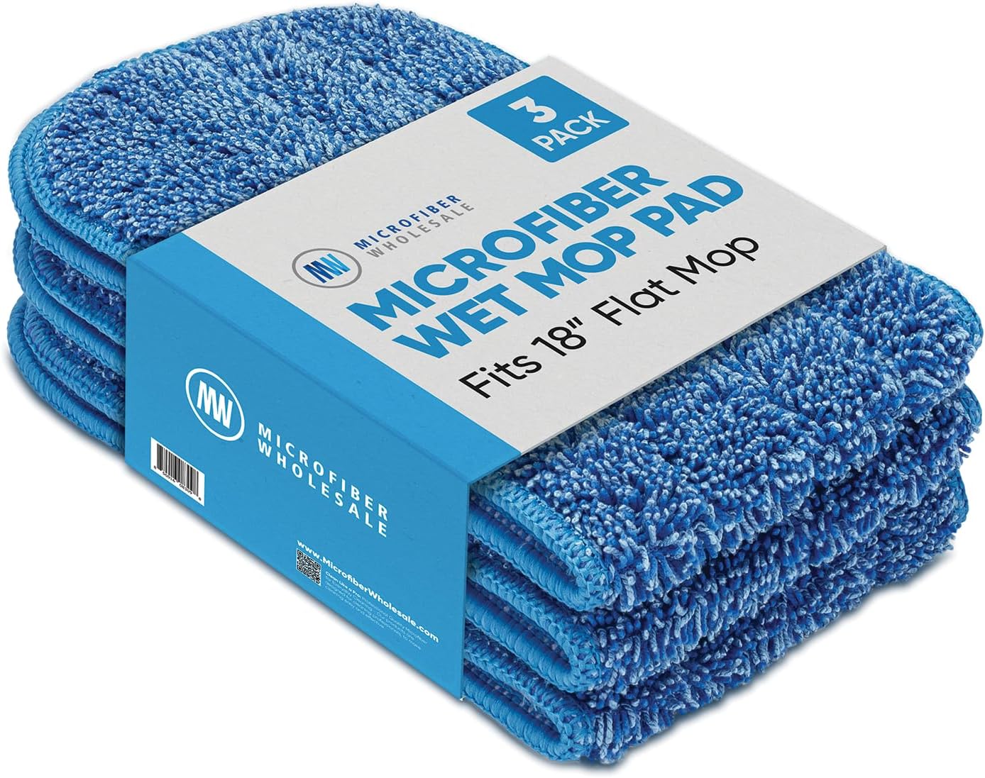 Quick Clean Durable 18 Microfiber Mop Pads 3-Pack