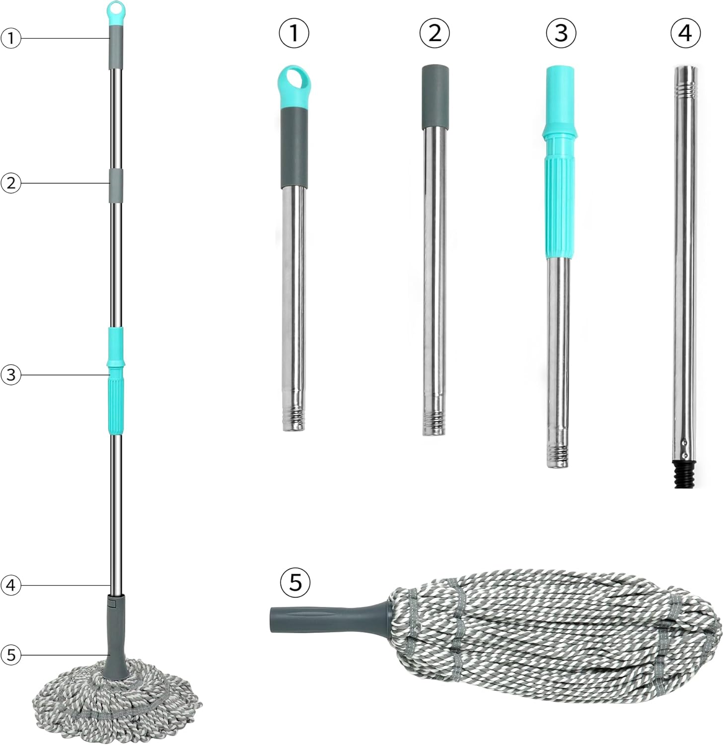 Self-Wringing Twist Mop with 525 Inch Handle