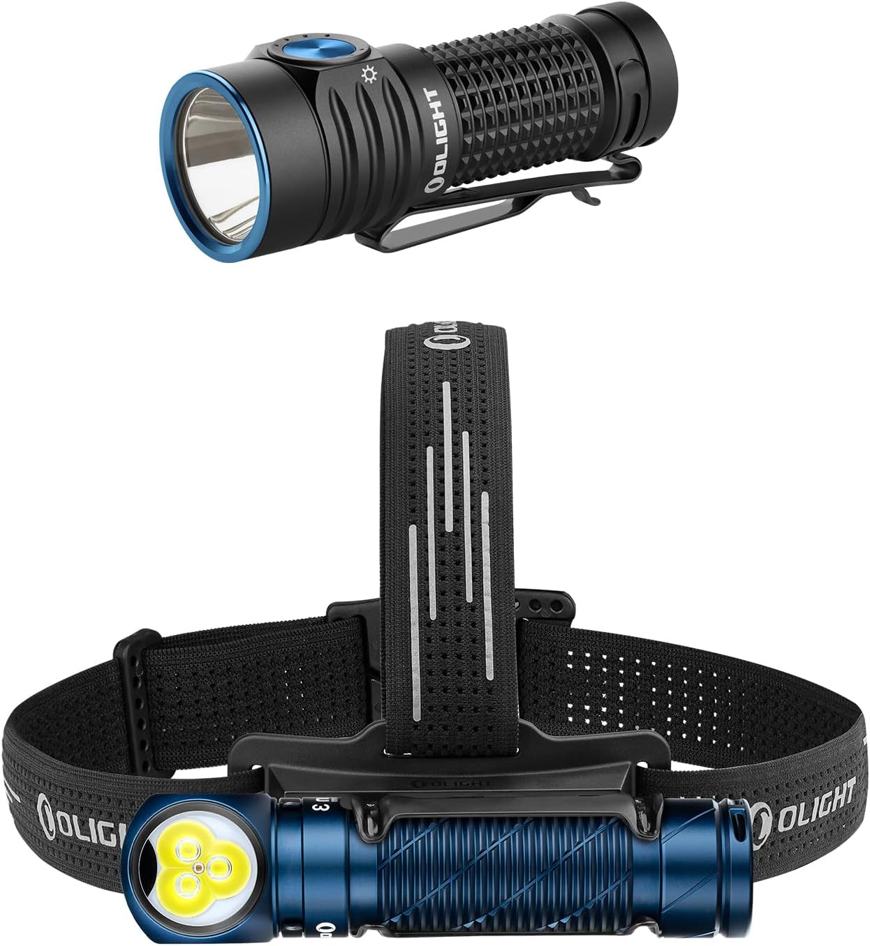 OLIGHT Perun 3 Rechargeable Headlamp BatonTurbo Bundle Handheld Flashlight