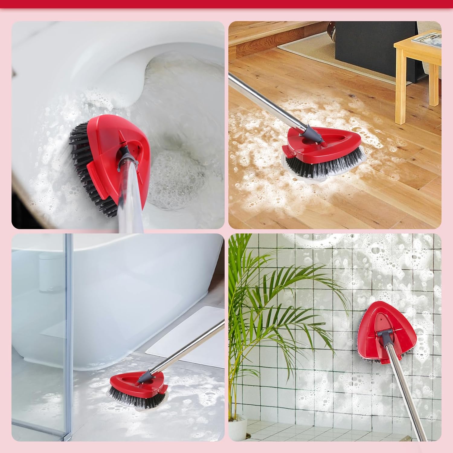 Perfect Scrub Brush for Bathroom Kitchen with Easy Mop Head Base