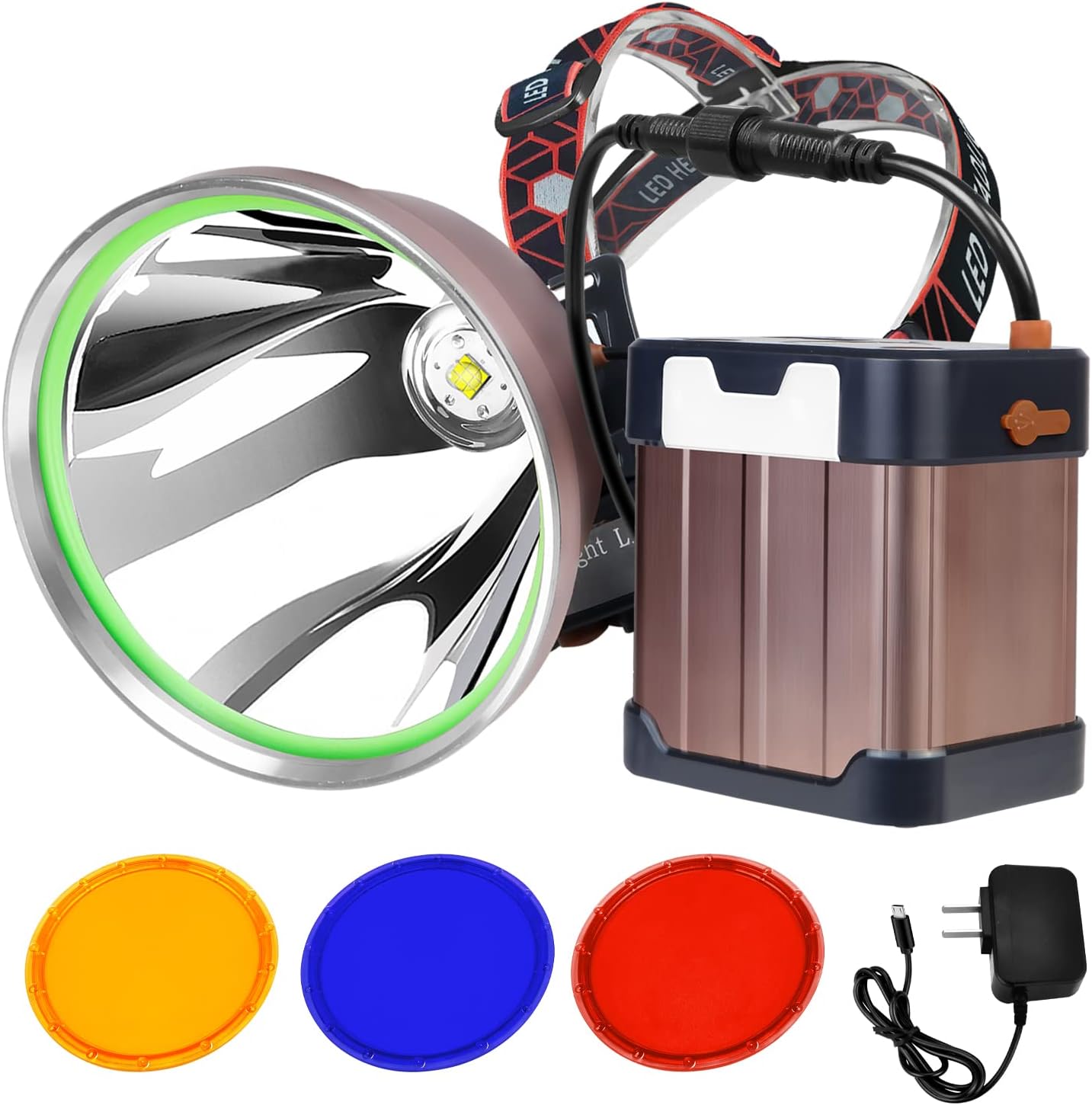 PINSAIHigh Power LED Headlamp for Camping waterproof 22000mAh Rechargeable