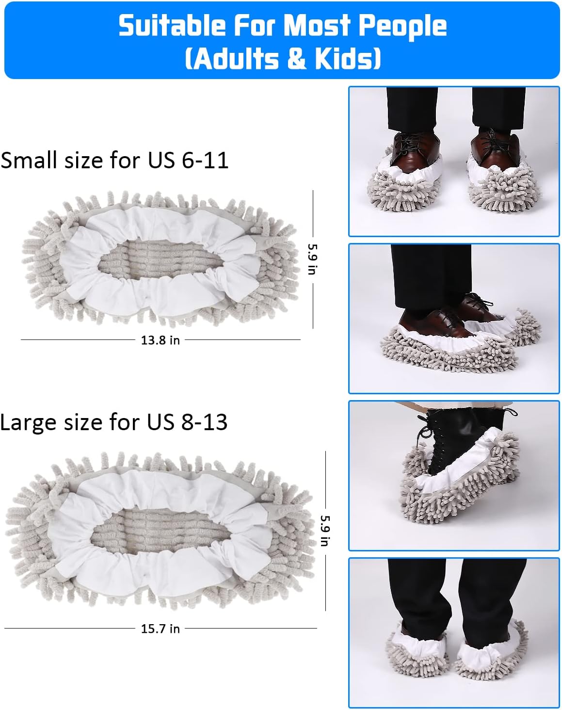 WellMall 8-Piece Mop Slippers for Women Men