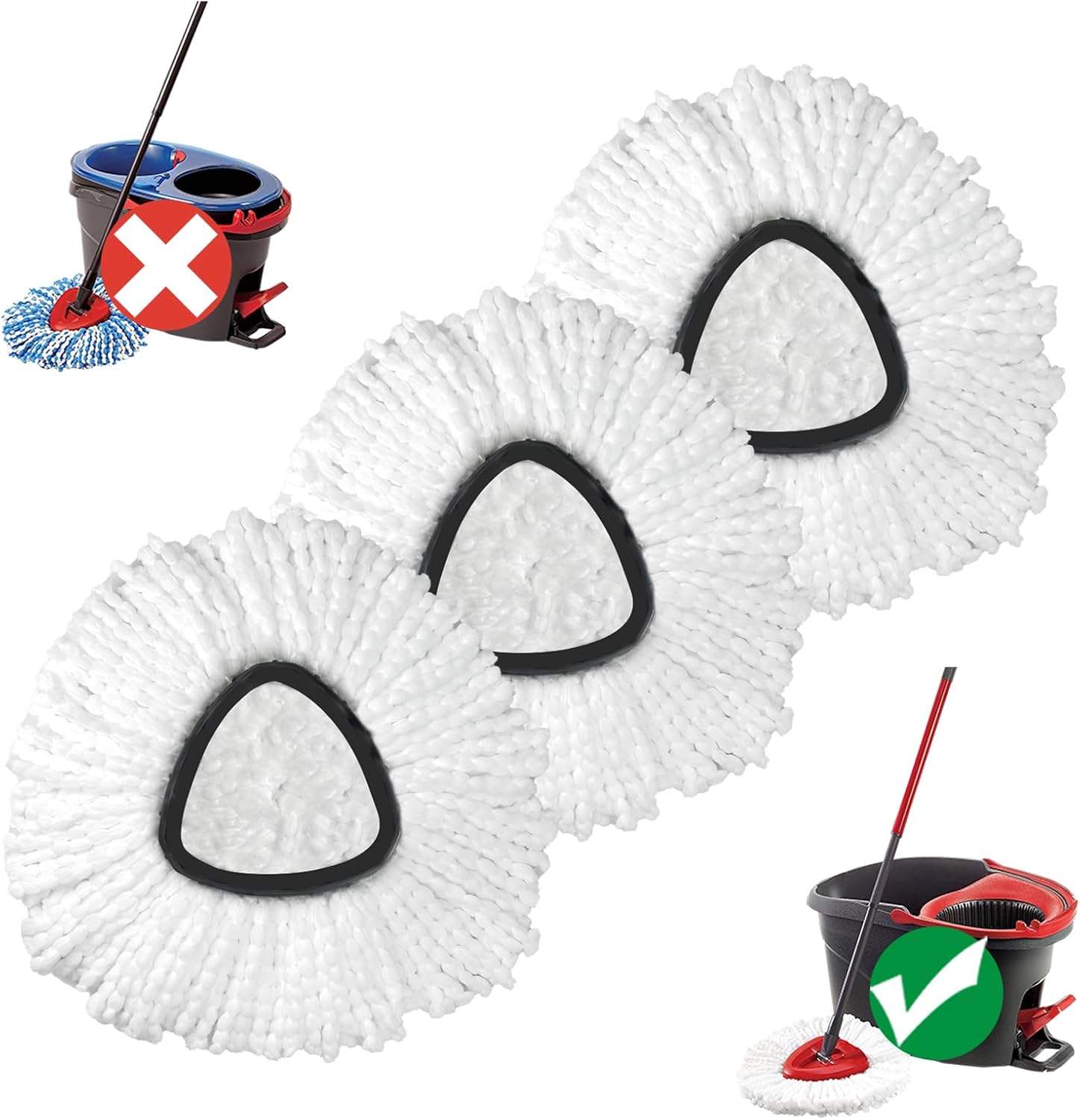 3-Pack Mop Head Spin Mop Replacement Microfiber EasyWring System