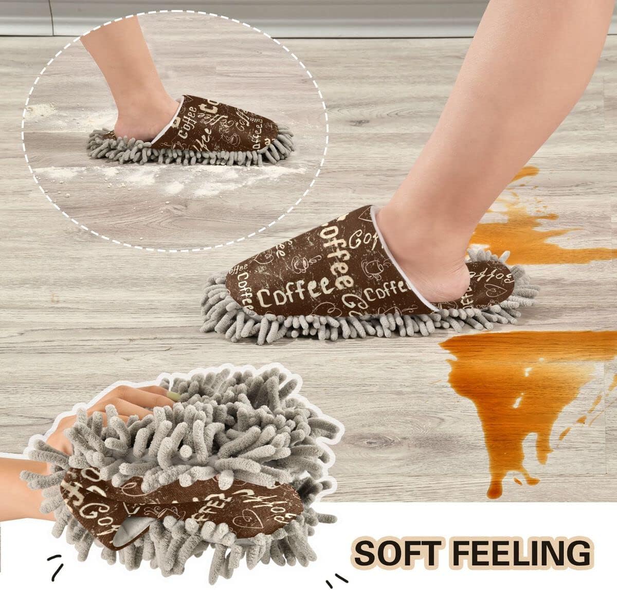 Quick-Clean Coffee Mop Slippers