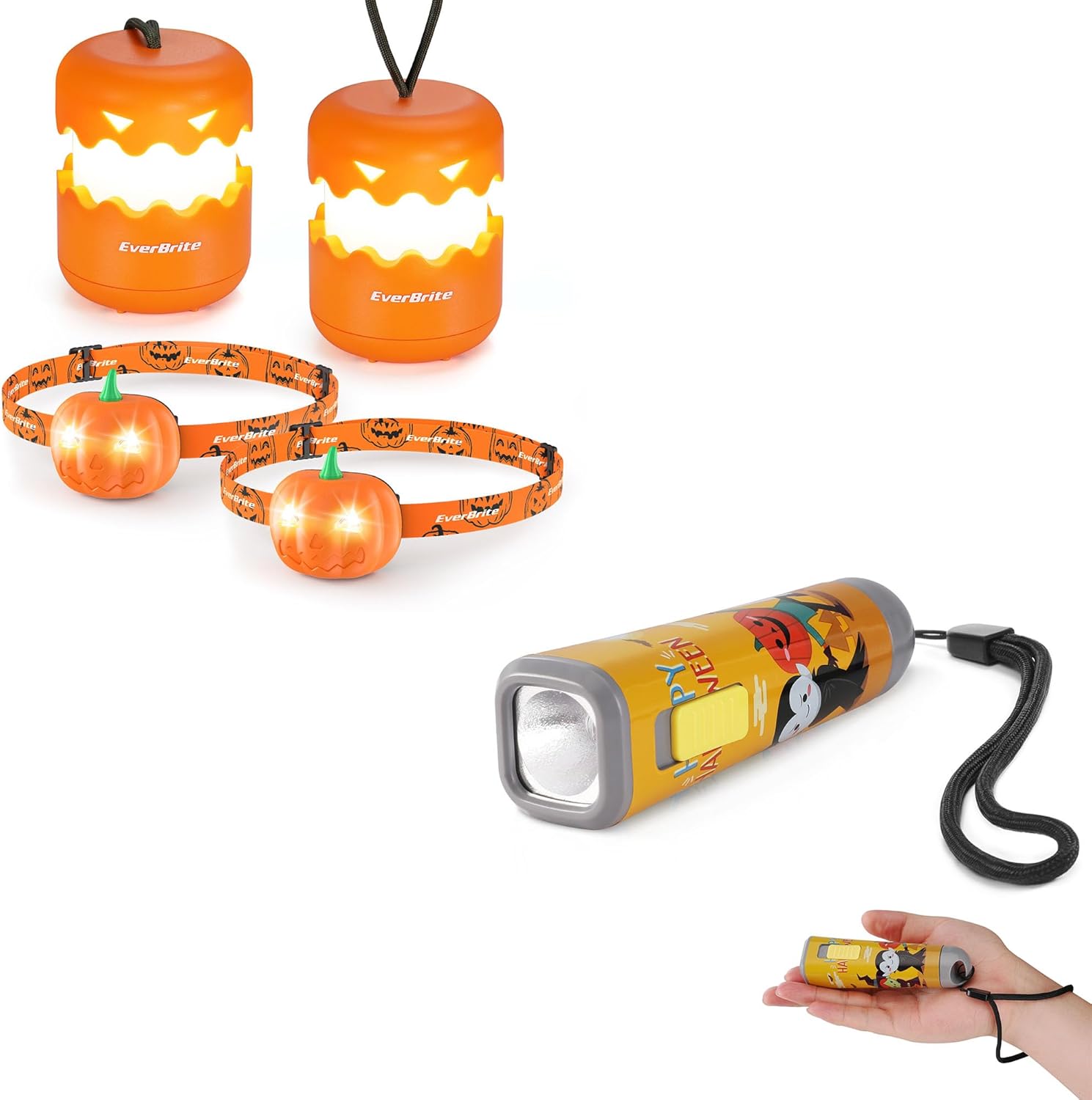 Top Choice Halloween pumpkin lantern and headlamp setIlluminate your spooktacular nights and trips
