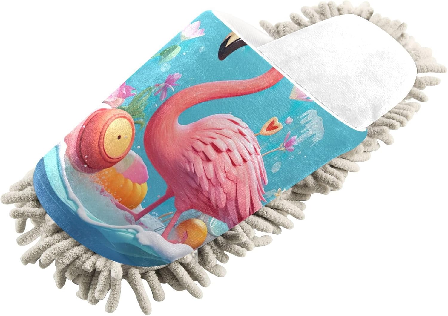 RunningBear White Beach Flamingo Mop Slippers for Home