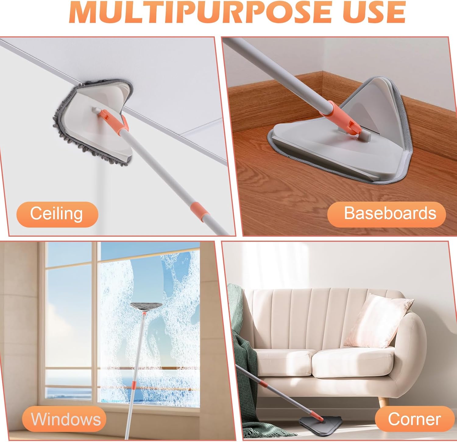 Wall Cleaner Triangle - 82 Mop with 3-in-1 Function