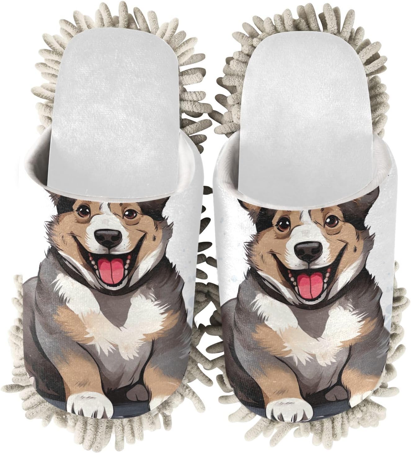 RunningBear White Corgi Mop Slippers