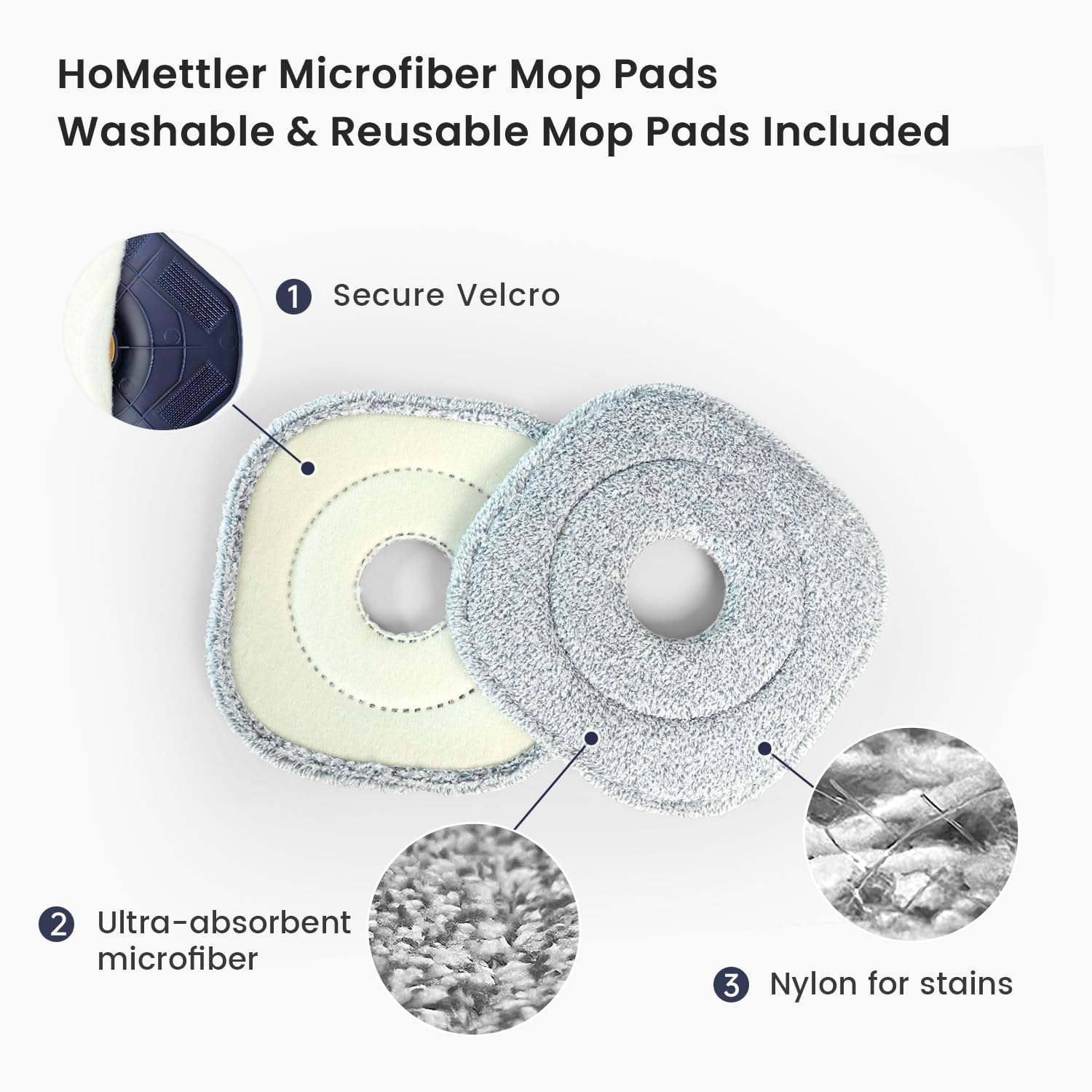 HoMettler Spin Mop Bucket Set with 2 Microfiber Pads and Self Wringing System
