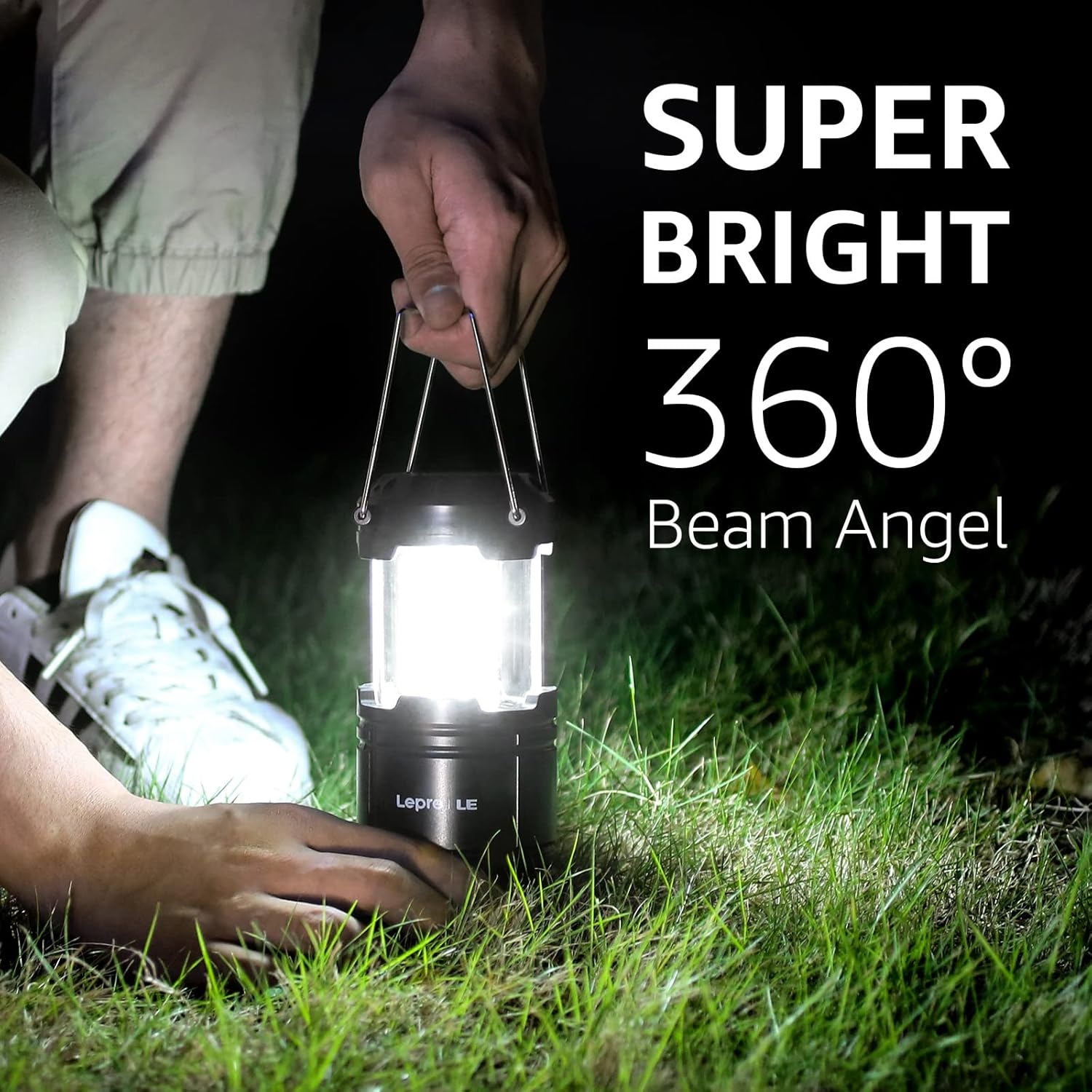 Lepro Bundle - 4 LED Camping Lanterns and Headlamp with Motion Sensor