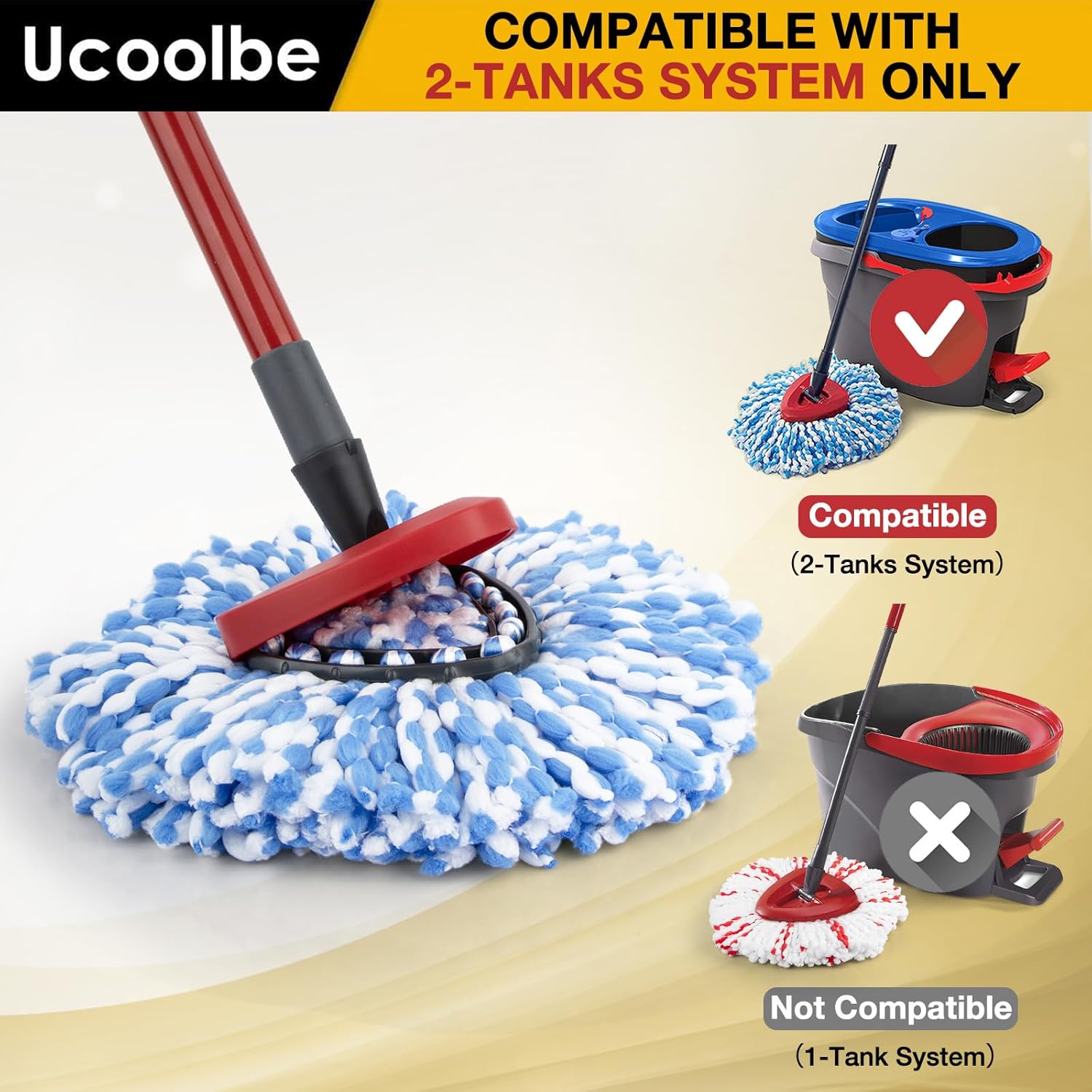 Ucoolbe Replaceable Spin Mop Heads 4 Pack